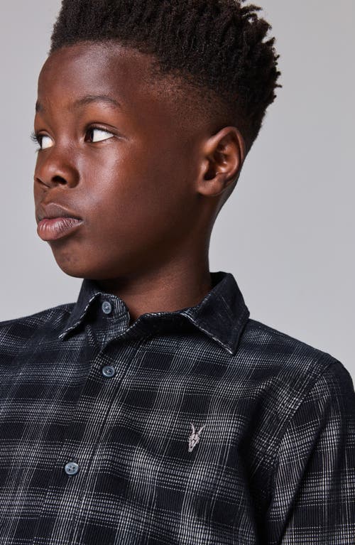 Shop Smallsaints By Allsaints Kids' Check Long Sleeve Cotton Button-up Shirt In Black