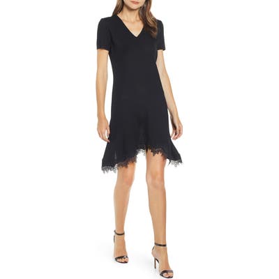 Mang Wang Lace Hem Knit Dress, Black