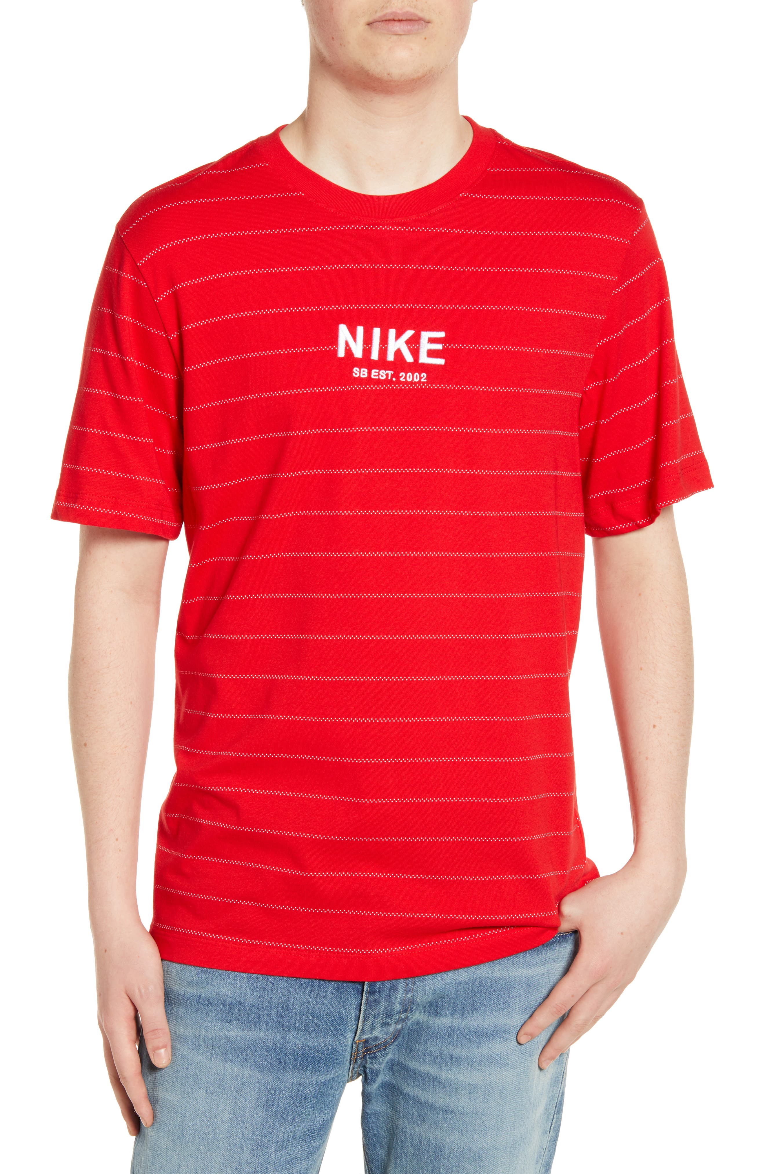 Nike Sb Jacquard Stripe T-Shirt, Red