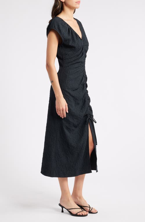 Shop Rails Auren Textured Ruched Midi Dress In Black Jacquard