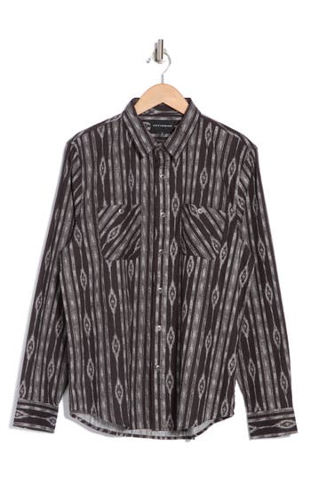 Lucky Brand Mason Patterned Long Sleeve Cotton Button-up Shirt In Natural Multi Print