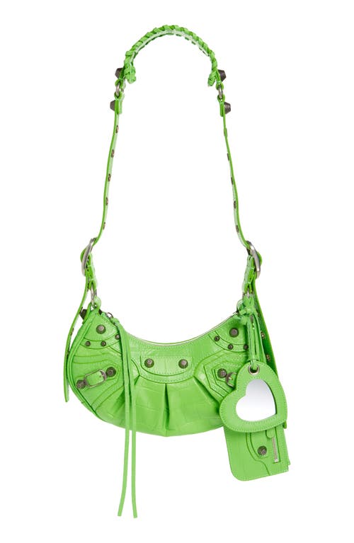 Balenciaga Extra Small Le Cagole Metallic Calfskin Shoulder Bag in Acid Green