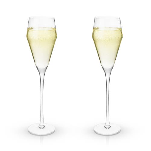 Viski Raye Crystal Angled Prosecco Glasses Set Of 2 In Clear