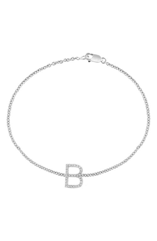 Effy Sterling Silver Diamond Initial Bracelet In Silver/b
