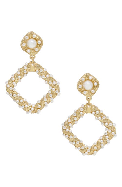 Ettika Imitation Pearl Door Knocker Earrings in Gold