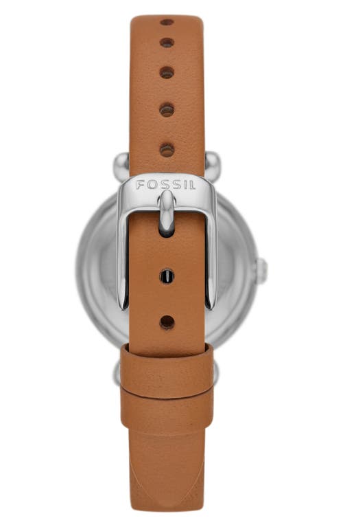 Shop Fossil Tillie Mini Three Hand Quartz Cz Bezel Bracelet Watch, 26mm In Gold/leather