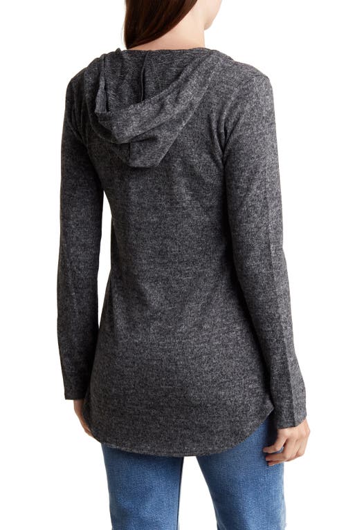 Shop Go Couture Hooded Tunic Sweater In Grey/beetroot Purple
