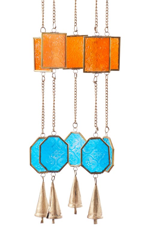 Shop Novogratz Colored Glass Wind Chime In Blue/orange/gold Multi