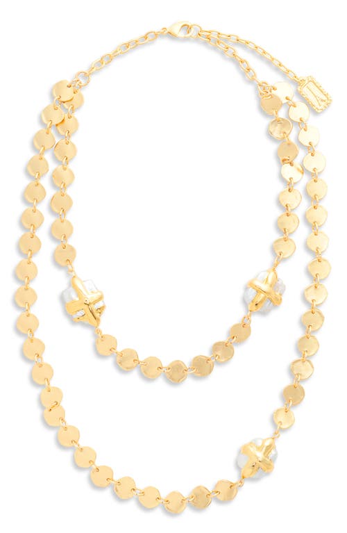Mini Coin & Pearl Layered Necklace in Gold
