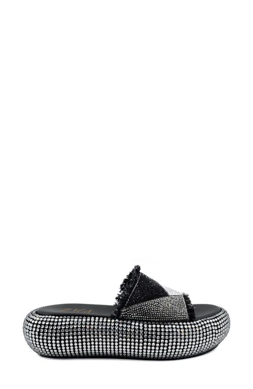Zigi Hazel Platform Slide Sandal In Black Denim