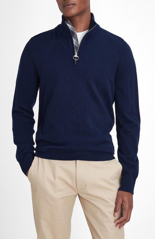 Shop Barbour Marlow Merino Wool & Cashmere Half Zip Sweater In Navy