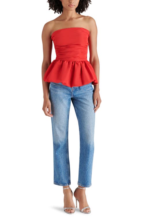 Shop Steve Madden Amari Strapless Peplum Top In Red