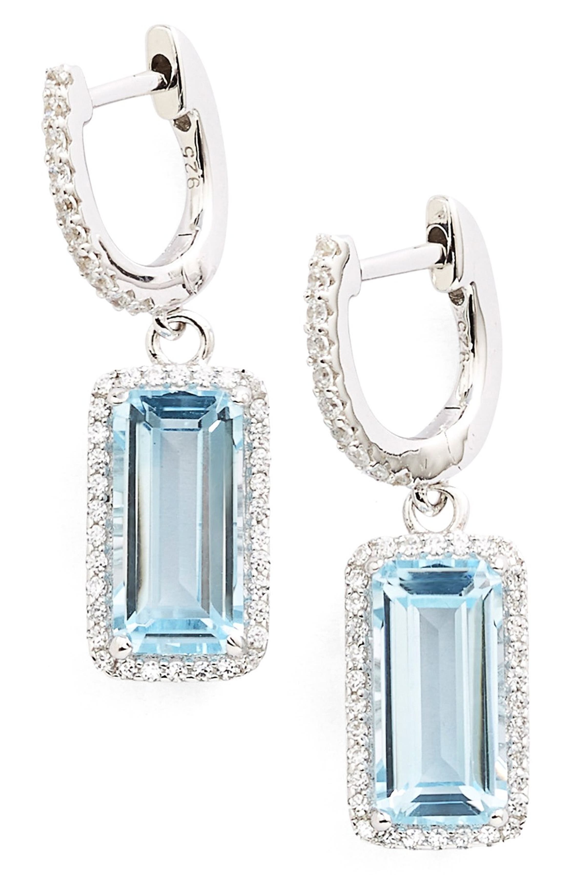 Emerald cut drop earrings Clearance