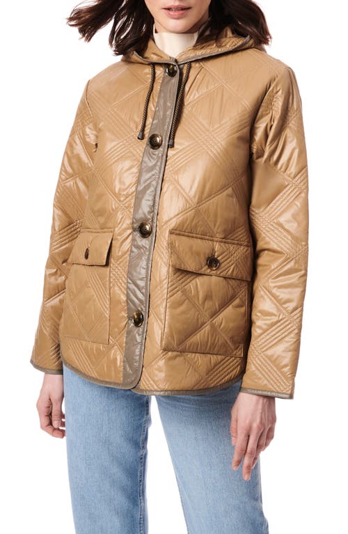 Bernardo Hooded Nylon Quilted Liner Jacket in Ginger Zinger