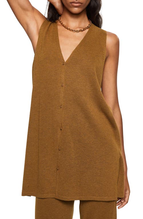 MANGO Oversize Button Front Sweater Vest in Medium Brown at Nordstrom, Size X-Small