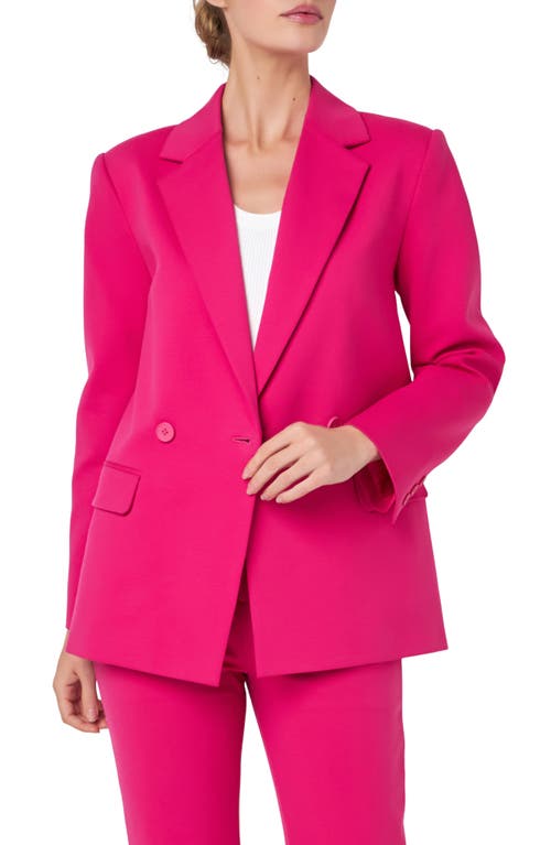 Shop English Factory Double Breasted Cotton Blend Blazer In Fuchsia