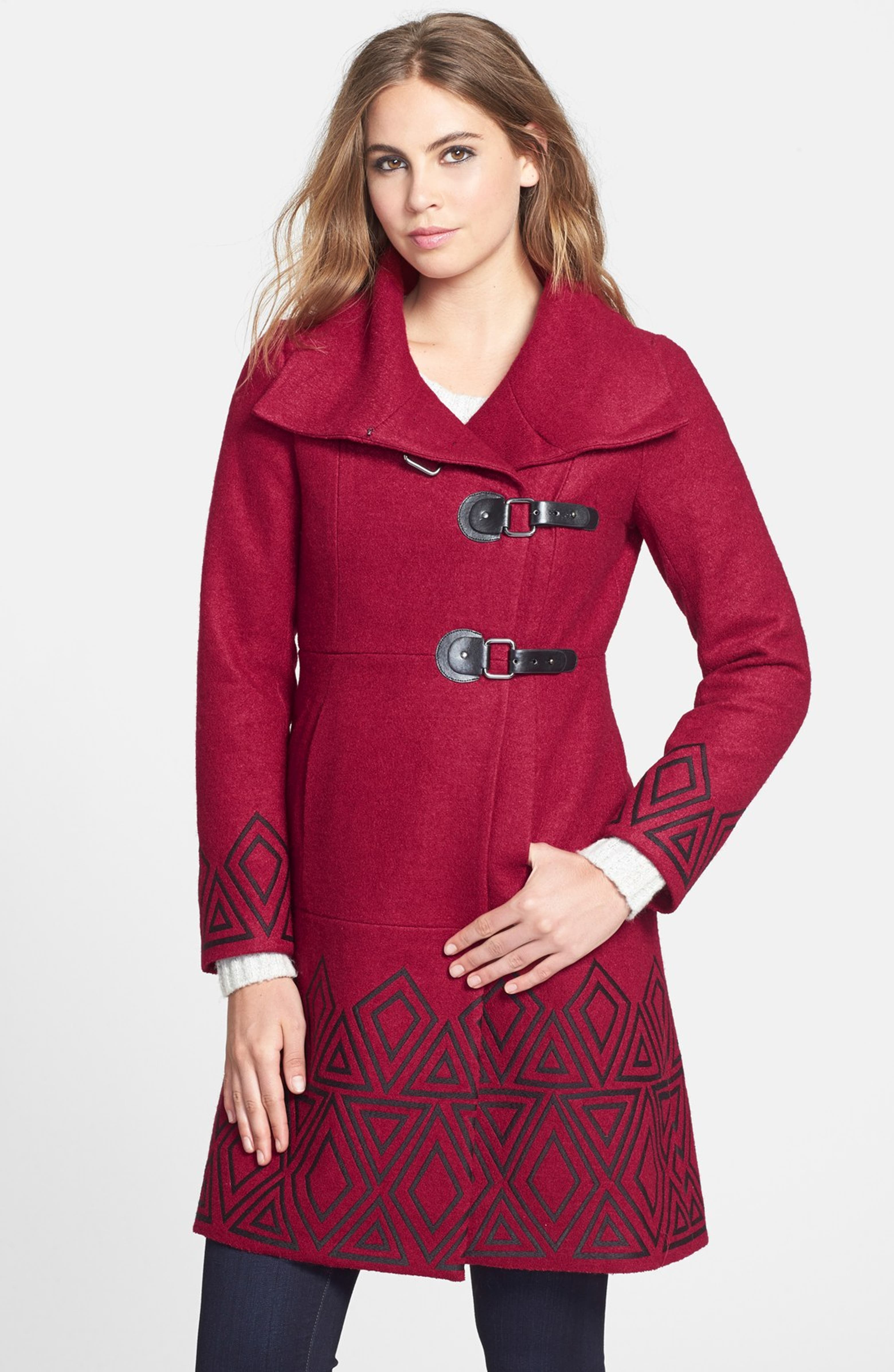Plenty by Tracy Reese Embroidered Funnel Coat | Nordstrom