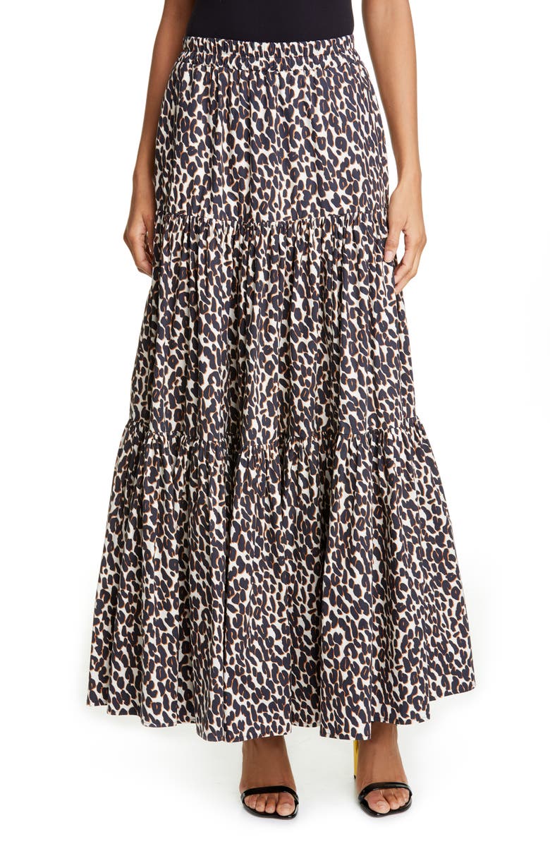 La DoubleJ Big Leopard Print Convertible Tiered Maxi Skirt | Nordstrom
