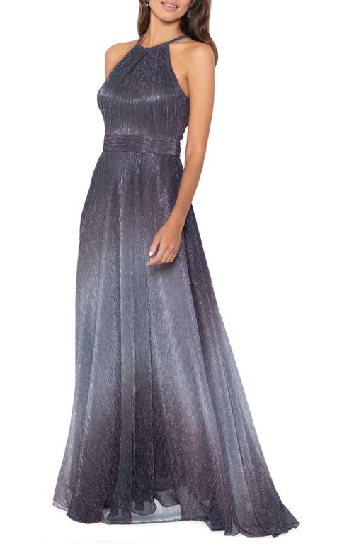 Shop Betsy & Adam Metallic Ombré Gown In Grey/purple