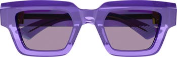 Bottega Veneta Rectangle Square Sunglasses in Lavender