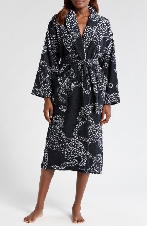 Shop Desmond & Dempsey Print Terry Cloth Robe In Navy