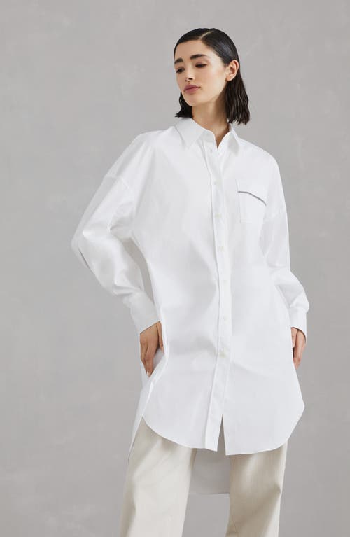 Shop Brunello Cucinelli Long Shirt With Monili In White