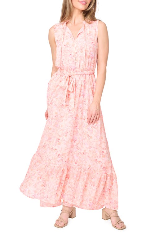 Lindsey Floral Ruffle Maxi Dress in Blush Watercolor