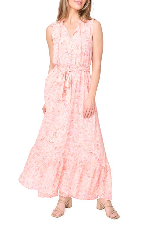 Shop Gibsonlook Lindsey Floral Ruffle Maxi Dress In Blush Watercolor