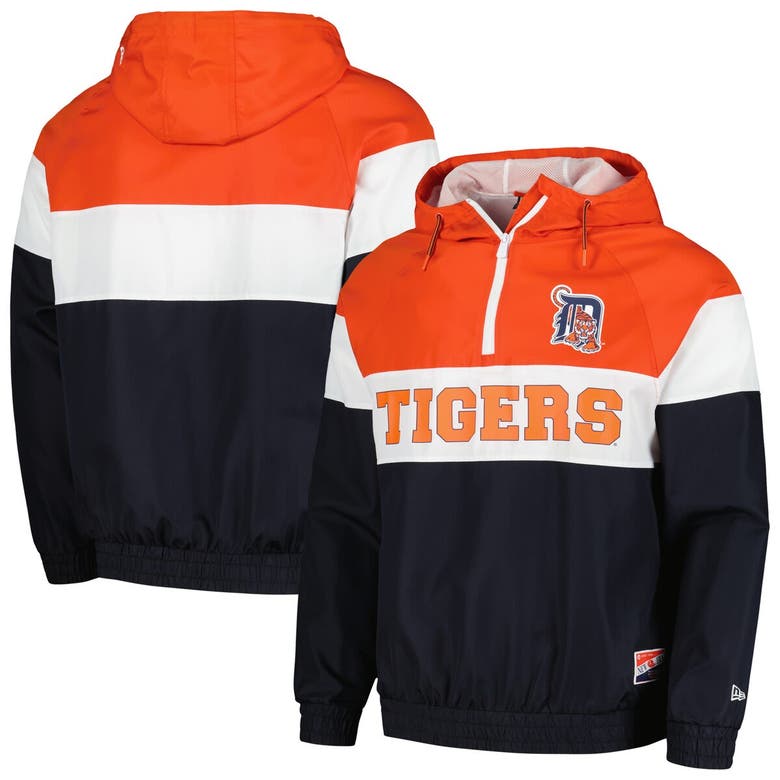Shop New Era Navy Detroit Tigers Ripstop Raglan Quarter-zip Hoodie Windbreaker Jacket