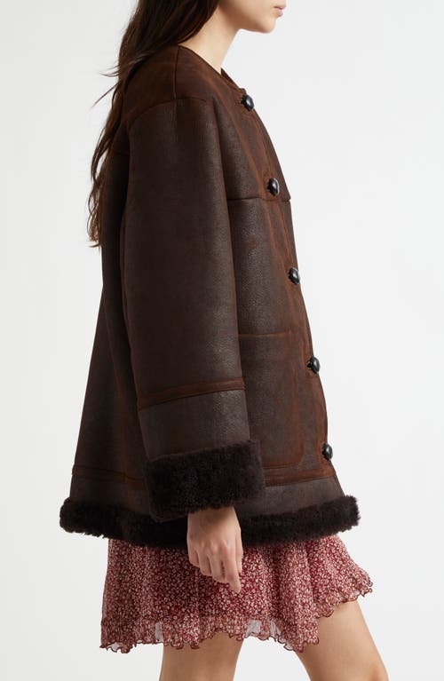 Shop Weekend Max Mara Borbone Shearling Coat In Chocolate