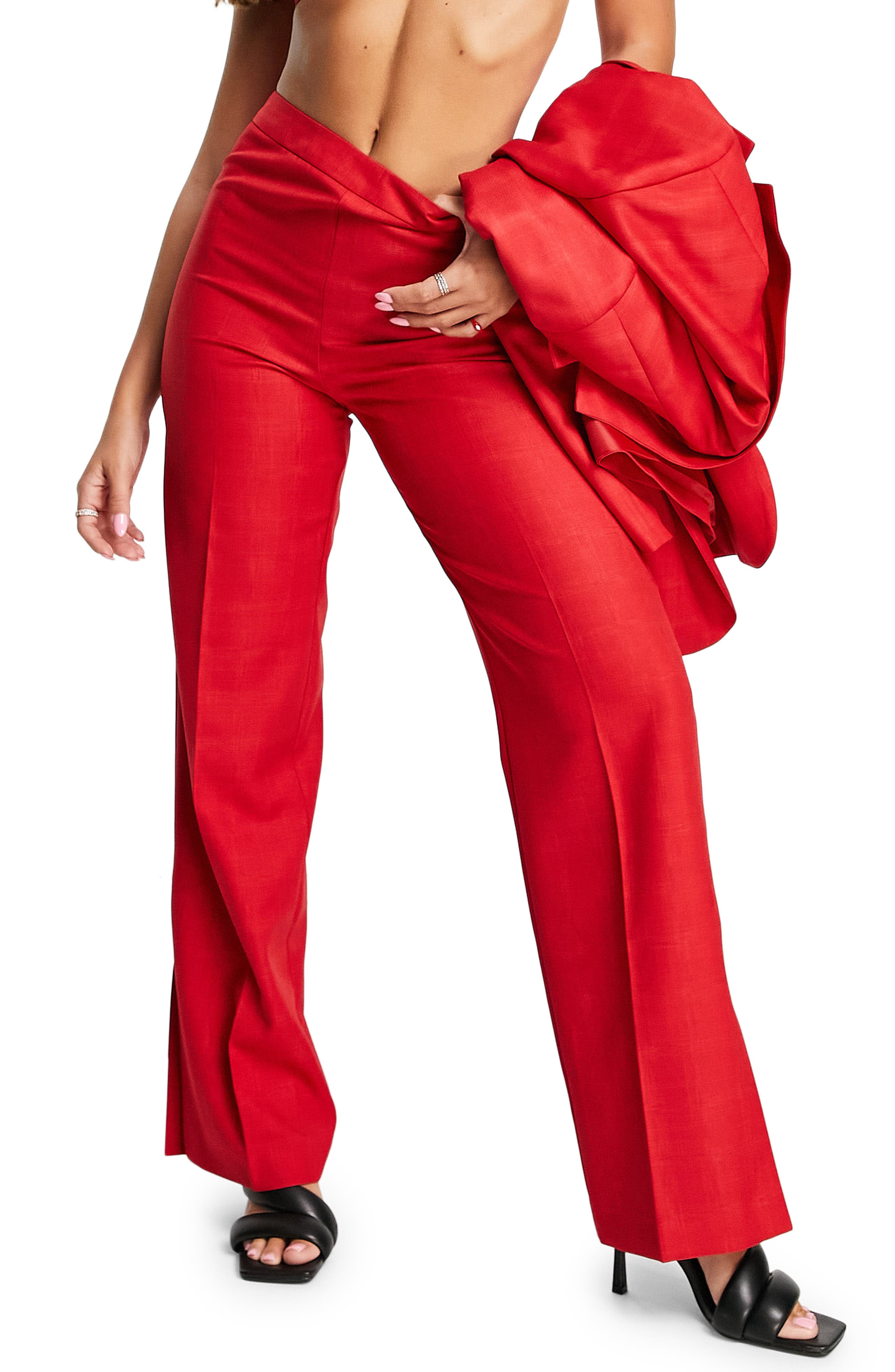 red wide leg jeans