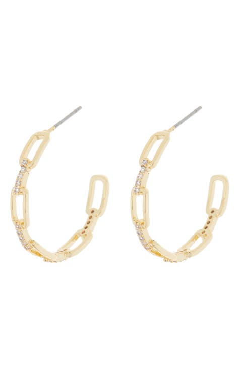 Crystal Link Hoop Earrings