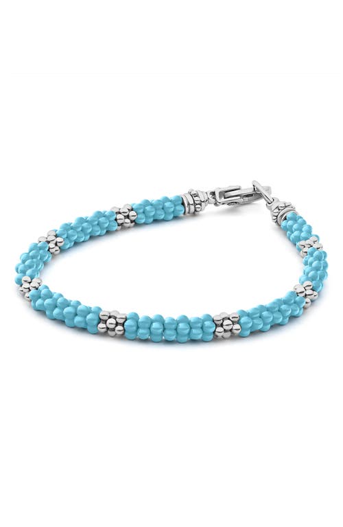 Shop Lagos Blue Caviar Ceramic Rope Bracelet In Silver/turquoise