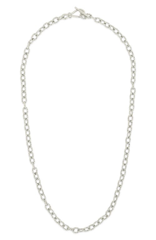 Sterling Forever Scottie Textured Chain Toggle Necklace In Silver