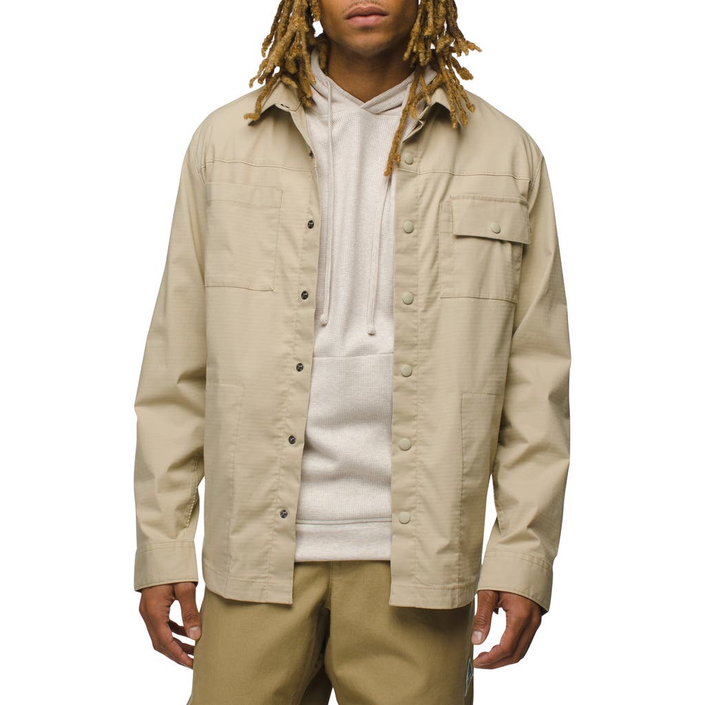 Prana Palisades Ripstop Upf Snap Front Field Shirt In Sandstone