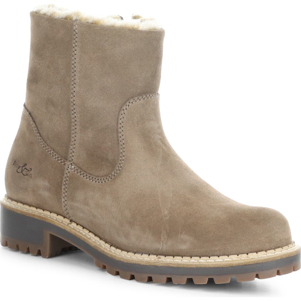 Bos. & Co. Calib Waterproof Bootie In Taupe Suede/fantara Faux Fur