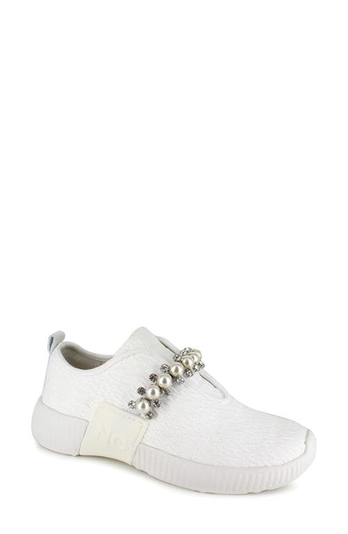 National Comfort Embellished Slip-On Sneaker in White Suede