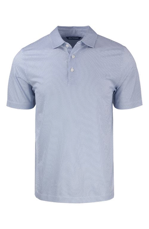 Cutter & Buck Pike Symmetry Print Recycled Blend Polo In White/tour Blue