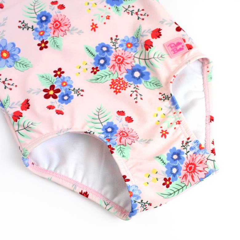 Rufflebutts Girls Ruffle V-back One Piece In Coastal Breeze Floral