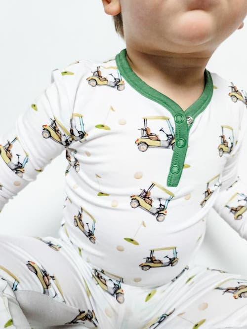 Shop Charlie Lou Baby ® Tee-time Golf Pajama Set In White & Green