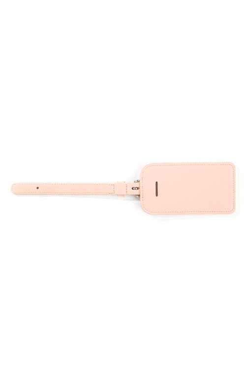 Personalized Leather Luggage Tag in Light Pink- Silver Foil