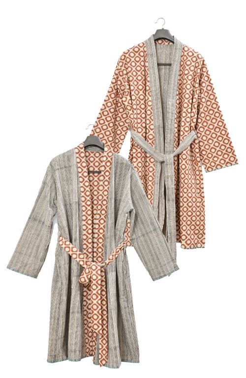 Verve Culture Block Print Reversible Robe In Block Print