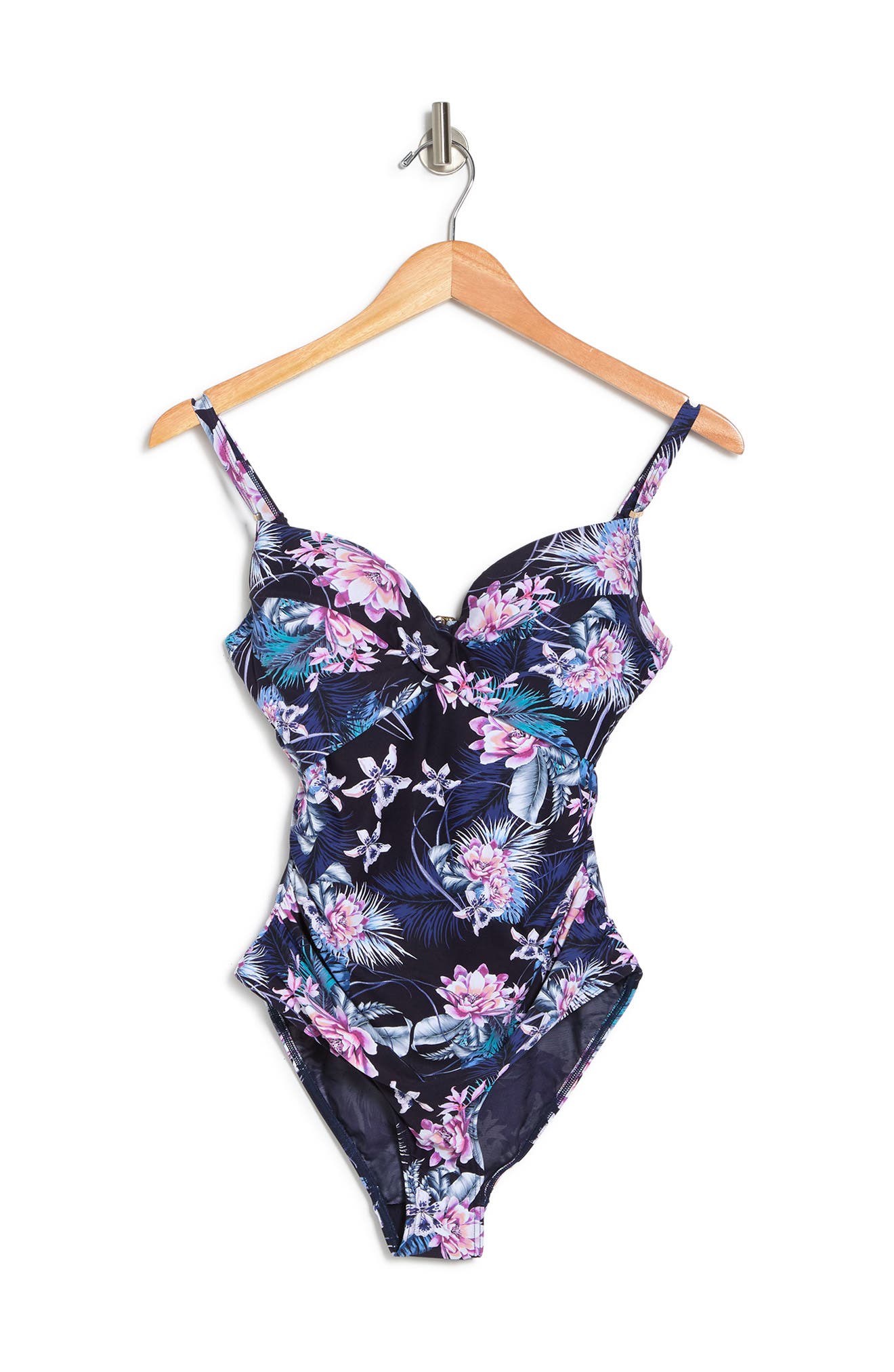 Sea Level Floral Underwire Print One-piece Swimsuit In Night Sky