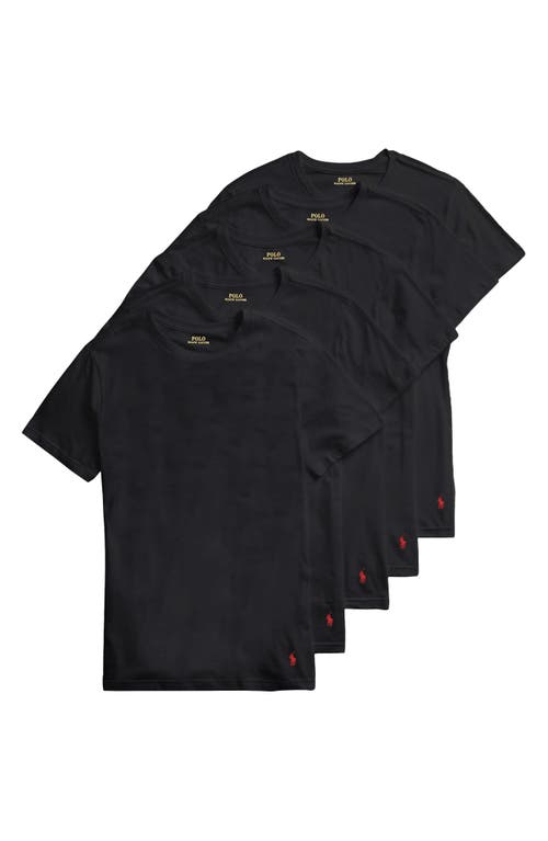 Polo Ralph Lauren 5-Pack Slim Fit Crewneck T-Shirts in Polo Black