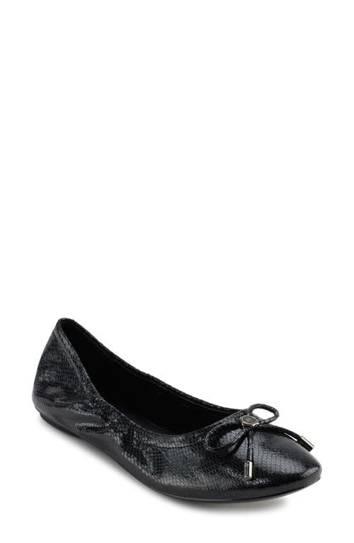 Karl Lagerfeld Paris Velma Snakeskin Embossed Ballet Flat In Black