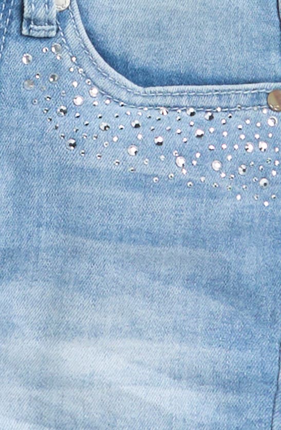 Shop Joe's Kids' Caroline Crystal Embellished Frayed Denim Shorts In Cali Blue