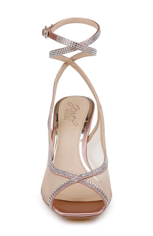 Shop Jewel Badgley Mischka Tamera Ankle Strap Sandal In Blush Mesh