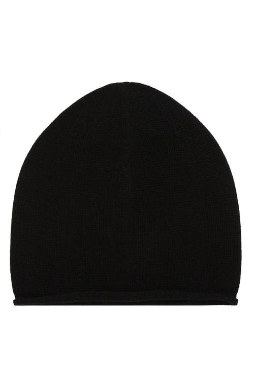 Boiled Cashmere Chunky Knit Beanie in Black