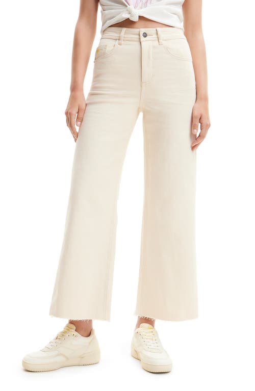 Cropped Culotte Jeans in White