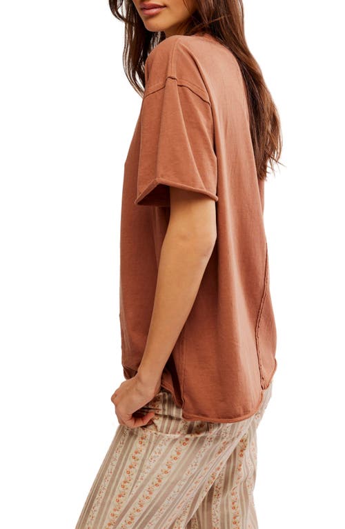 Shop Free People Nina Crewneck Cotton T-shirt In Tortiose Shell